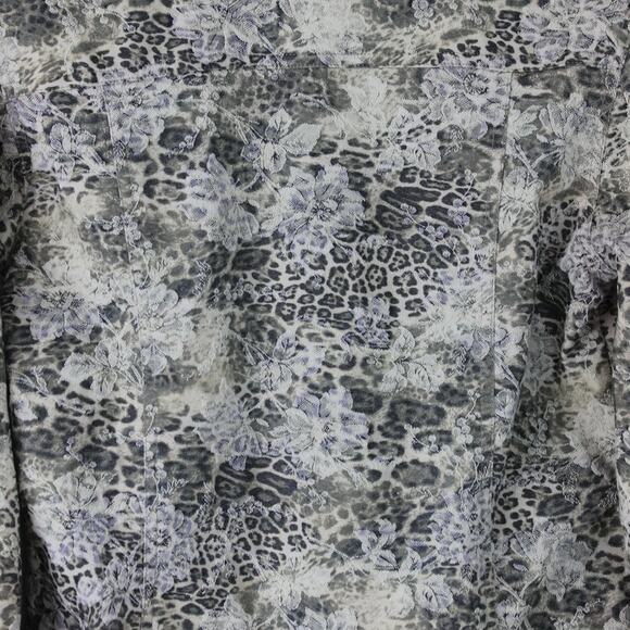 E39 by Eric Women's Jacket Animal Print Floral Gray Stretch Jacket Size 4 - Picture 6 of 11